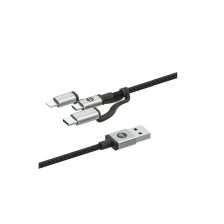 Cable 3 En 1: Tipo C, Micro Y Lightning A Usb A - Negro-