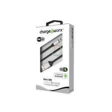 cable micro usb 3' de textura trenzada y resistente para celular -negro-