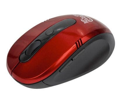 Mouse Klip Xtreme Vector Óptico Inalámbrico con 6 Botones y Diseño Ergonómico (Rojo)